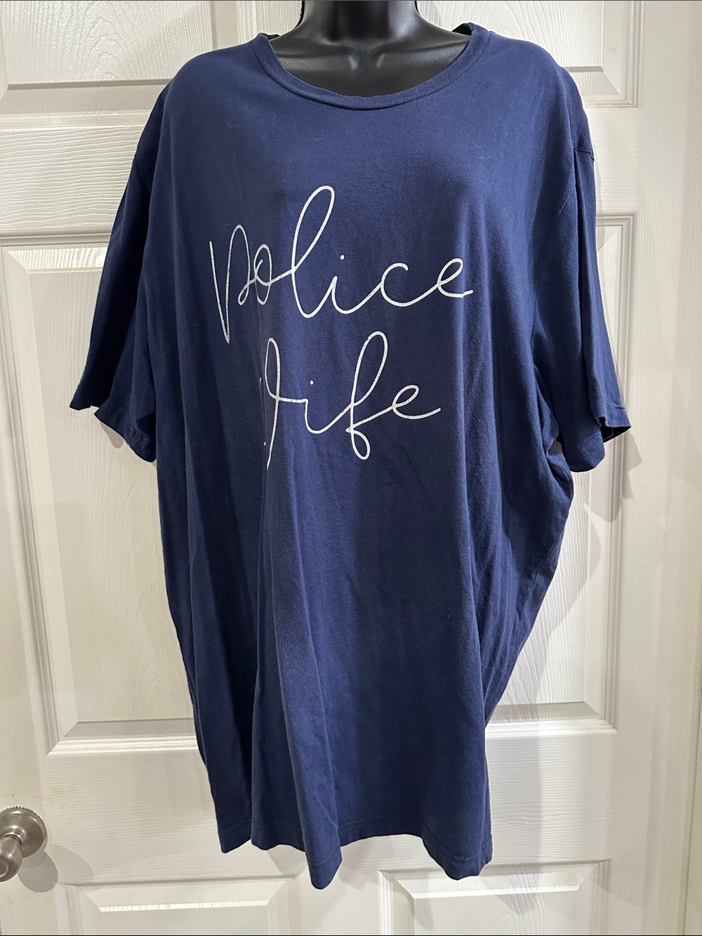 3X Black Tee with Gold Script 'Police Wife'